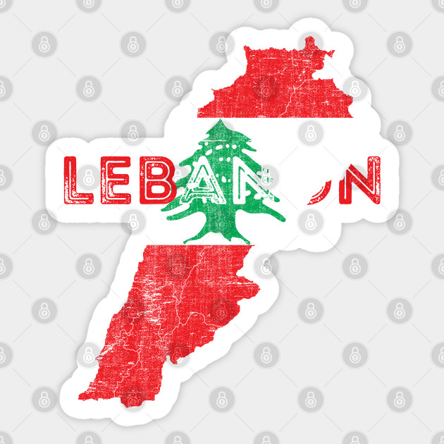 Lebanon Map Shape and Flag Lebanon Sticker TeePublic